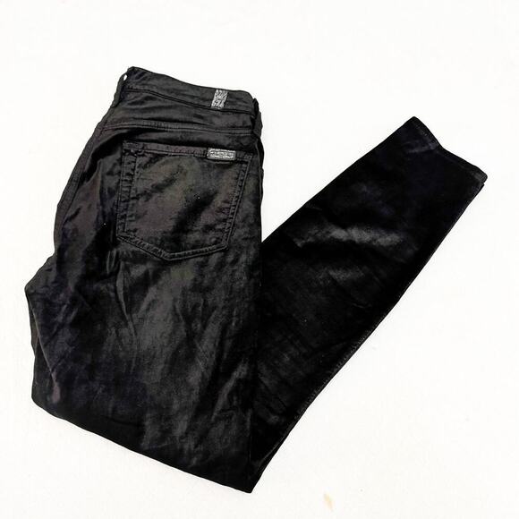 7 For All Mankind Faux Velvet Textured Denim Jeans Black Size 27 - Picture 7 of 7
